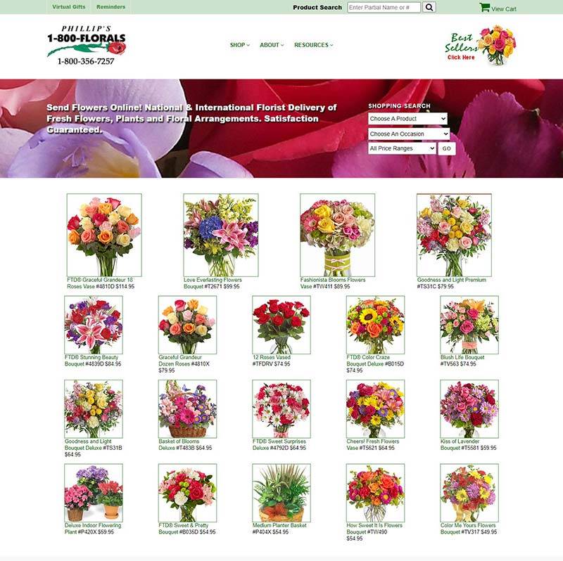 1-800-FLORALS 美国鲜花礼品购物网站