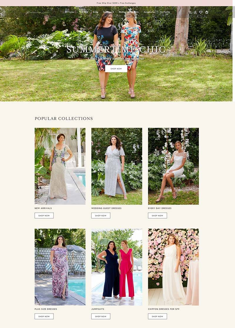 Adrianna Papell 美国时尚女装品牌购物网站