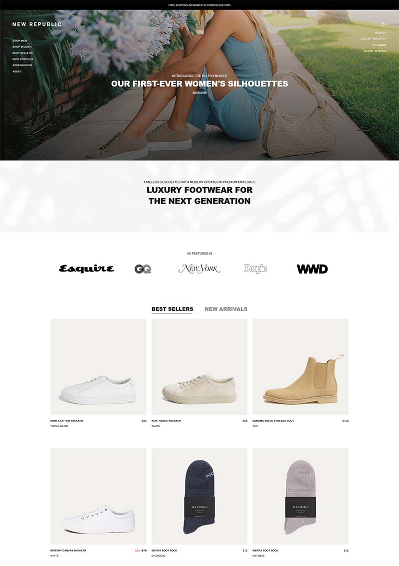 New Republic 美国设计师鞋履品牌购物网站