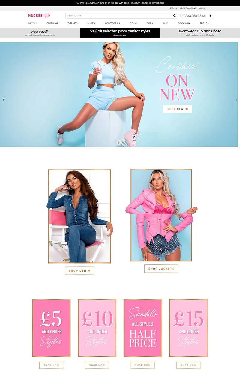 Pink Boutique 英国时尚女装品牌购物网站