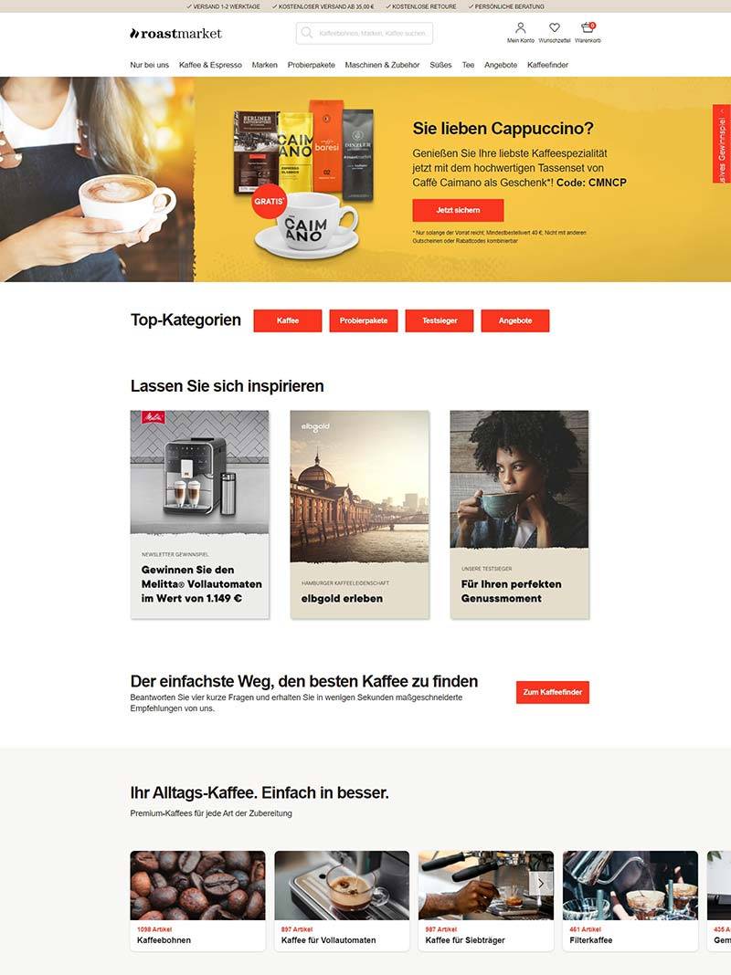 Roast Market 德国顶级咖啡品牌购物网站