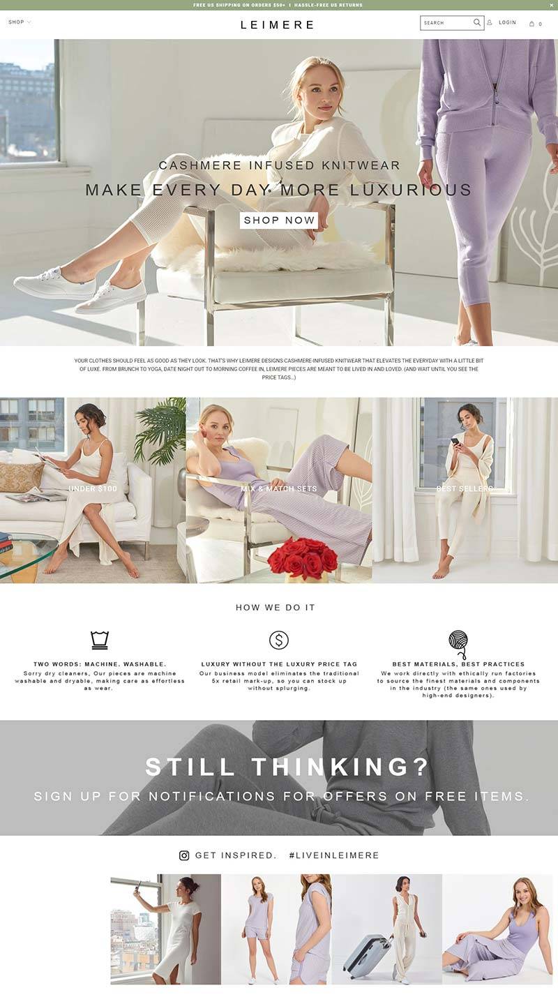 Leimere 美国羊绒服饰品牌购物网站