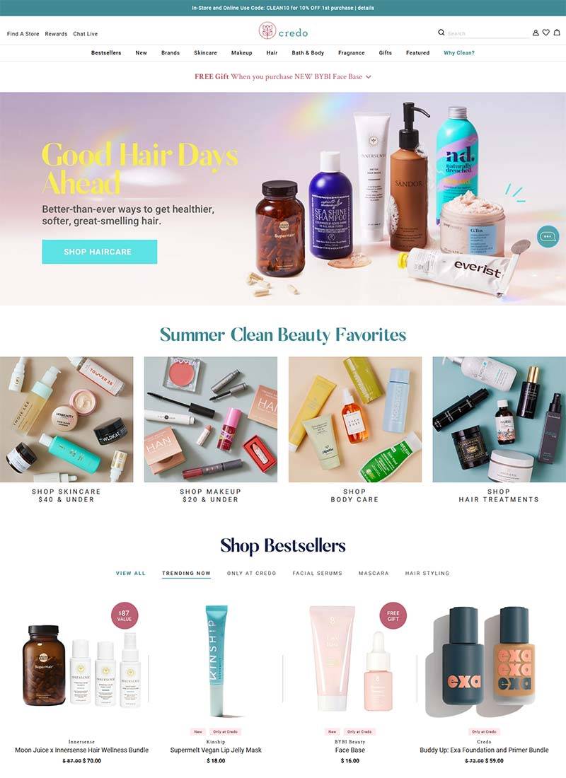 Credo Beauty 美国健康护肤品牌购物网站