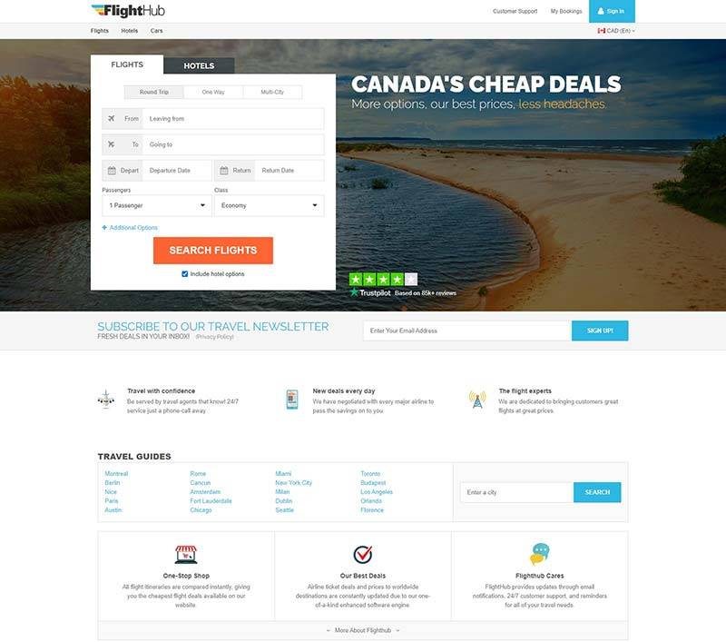 FlightHub 加拿大旅游在线预订网站