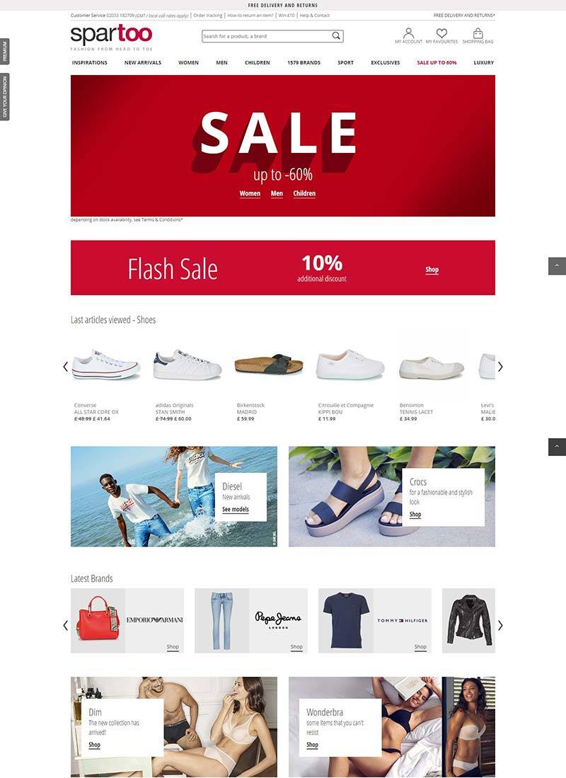 Spartoo UK 英国时尚鞋履品牌购物网站