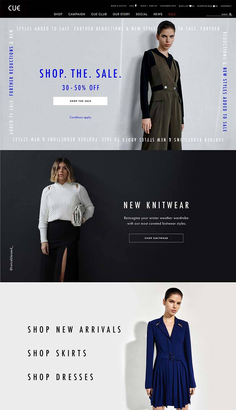 CUE 澳大利亚知名服饰品牌购物网站