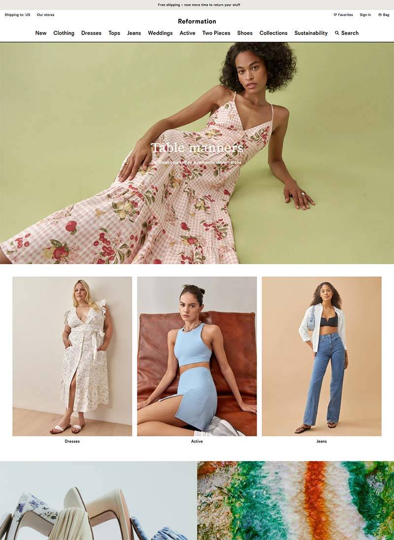 Reformation 美国高端女装品牌购物网站
