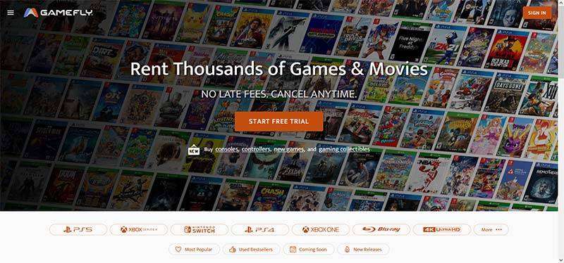 GameFly 美国大型游戏租赁购物网站