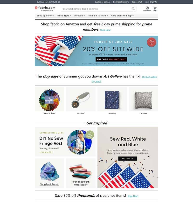 Fabric 美国面料纺织品海淘购物网站