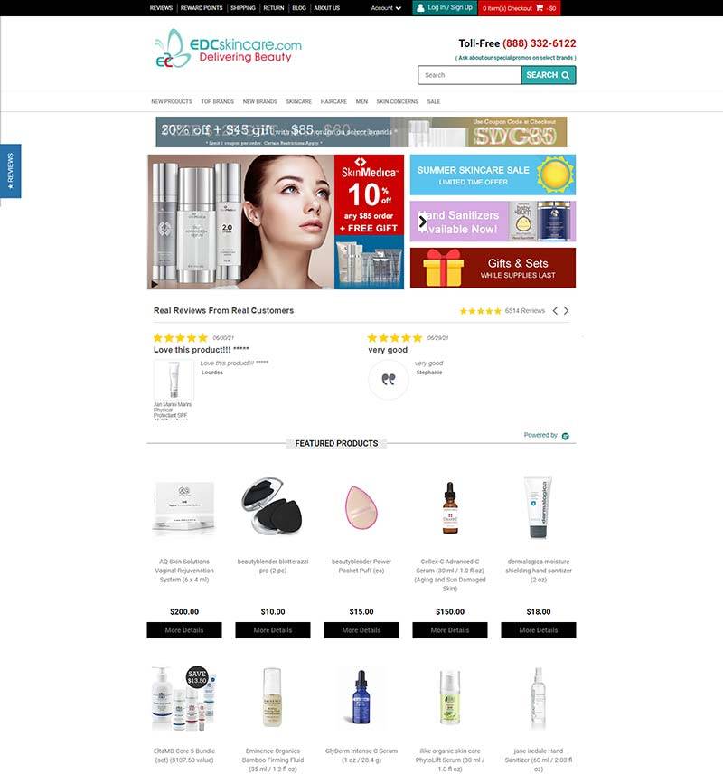 EDCskincare 美国药妆品牌购物网站