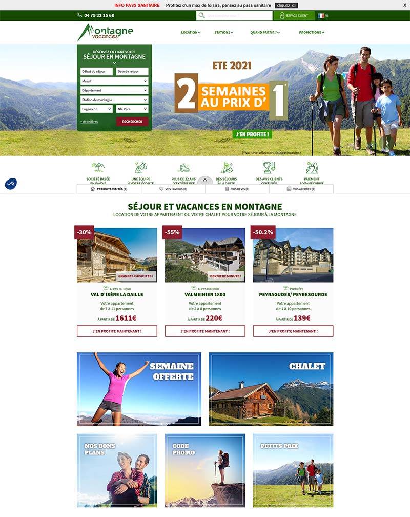 Montagne Vacances 法国连锁度假村在线预订网站