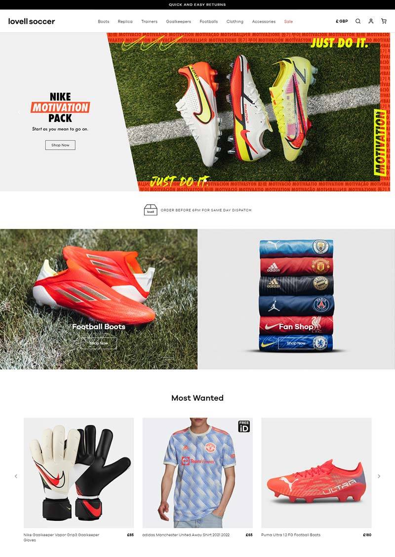 Lovell Soccer 英国足球运动服饰品牌购物网站