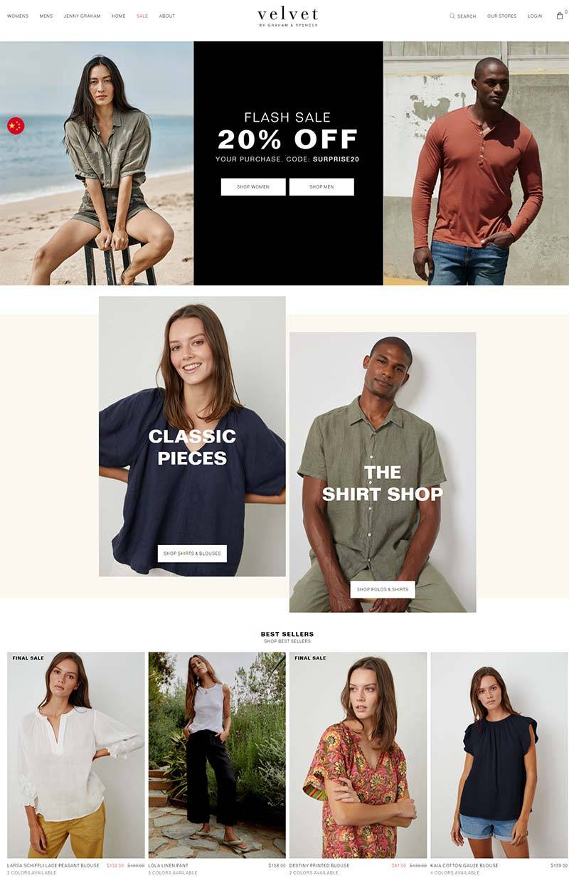 Velvet 美国时尚女装品牌购物网站