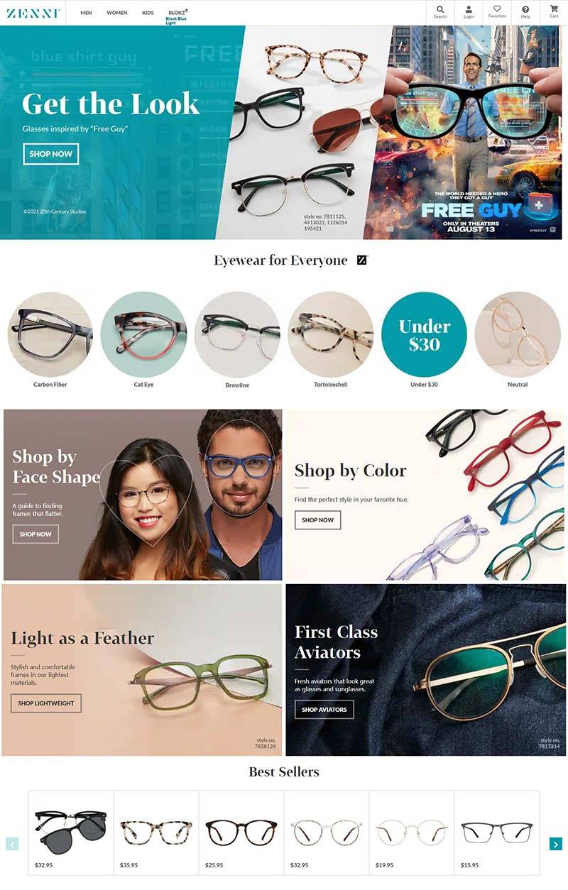 Zenni Optical 美国处方眼镜在线零售网站
