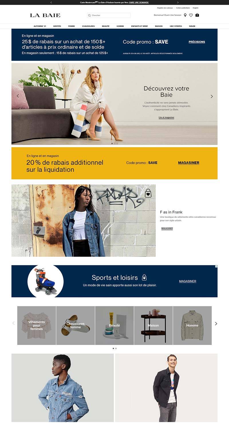 La Baie 加拿大知名百货品牌购物网站