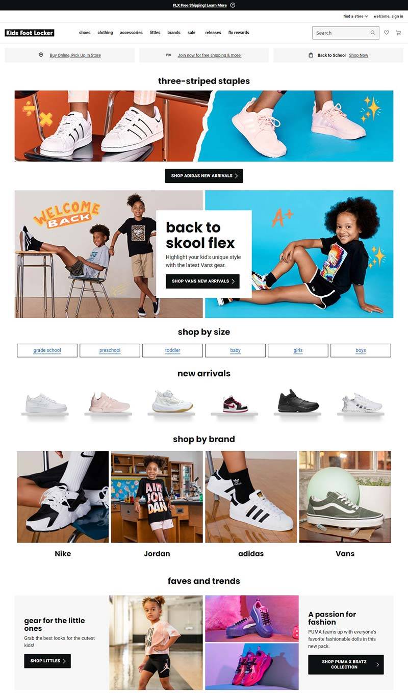 Kids Foot Locker 美国儿童运动服饰品牌购物网站