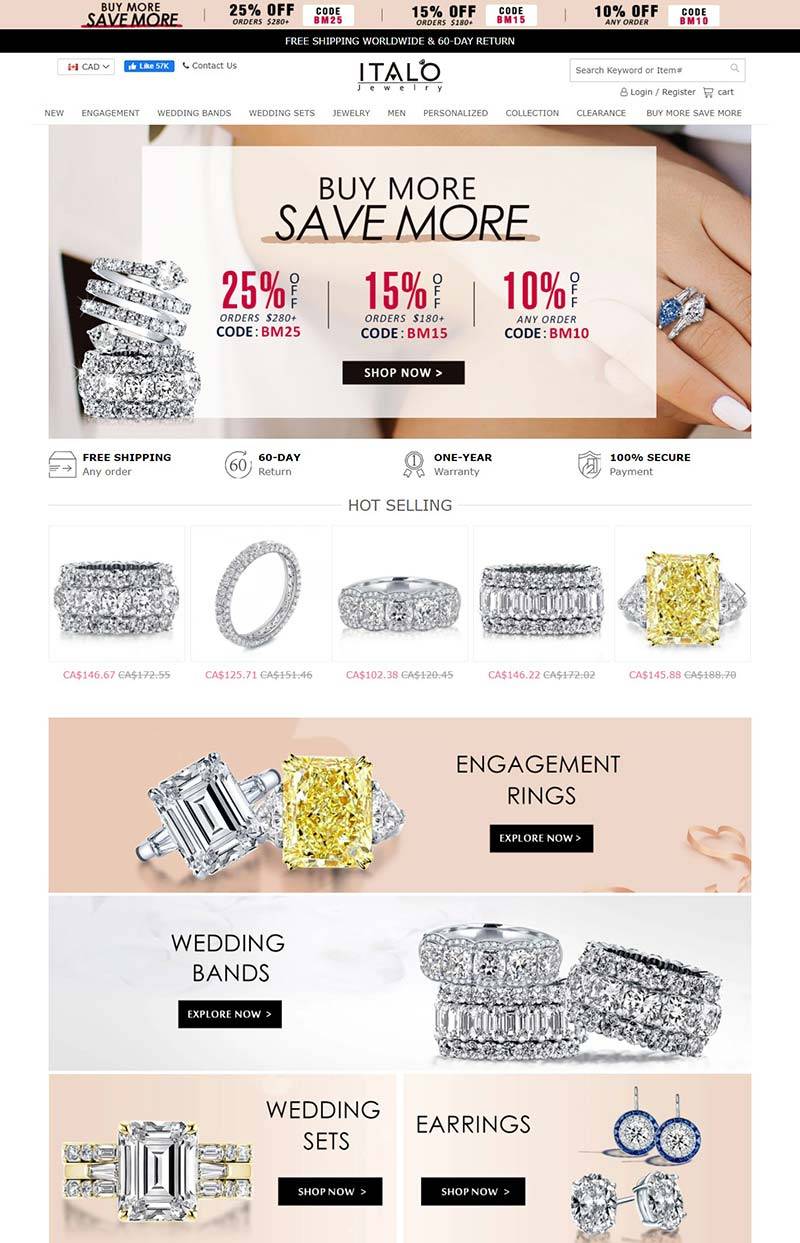 Italo Jewelry 美国婚戒珠宝品牌购物网站