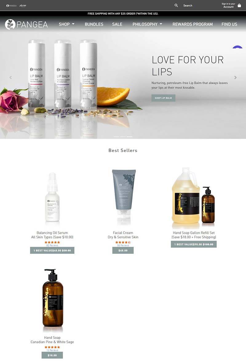 Pangea Organics 美国纯天然护肤品购物网站
