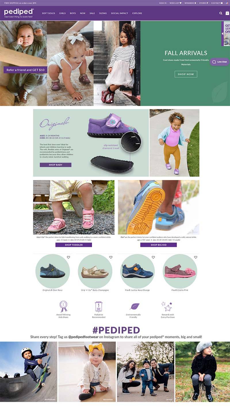 Pediped Footwear 美国专业童鞋品牌购物网站