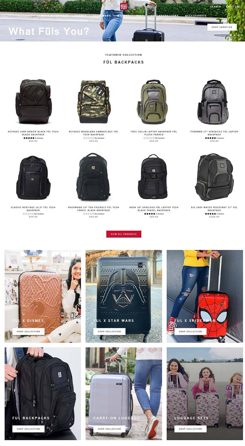 FUL 美国旅行箱包品牌购物网站