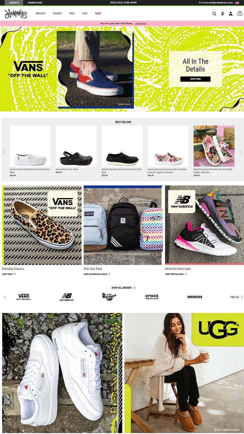 Journeys 美国知名鞋履品牌零售网站