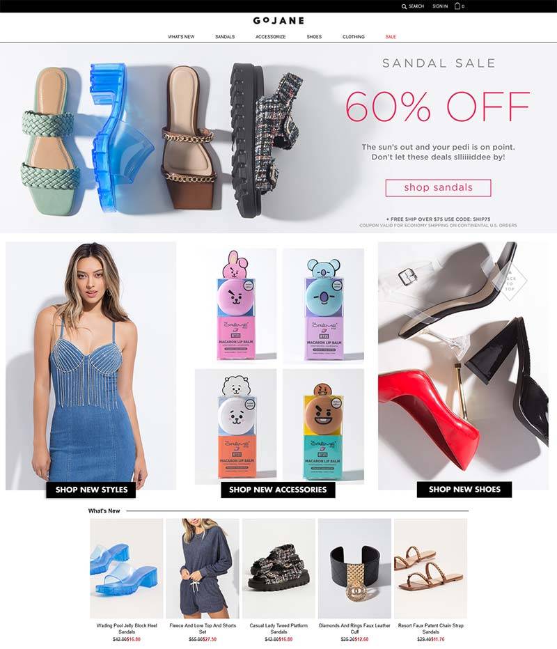GoJane 美国女性时装品牌购物网站