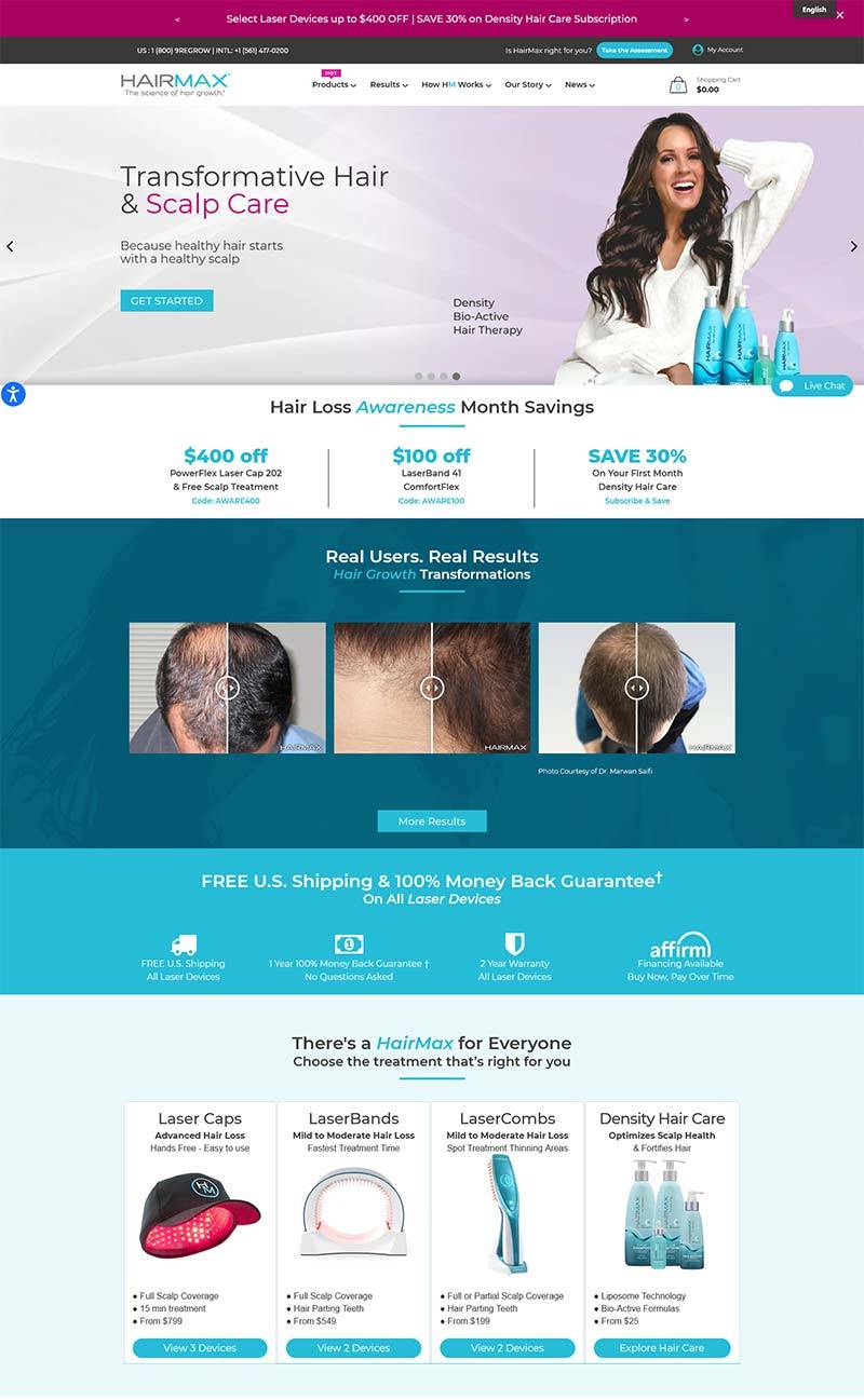HairMax 美国光学健发带品牌购物网站