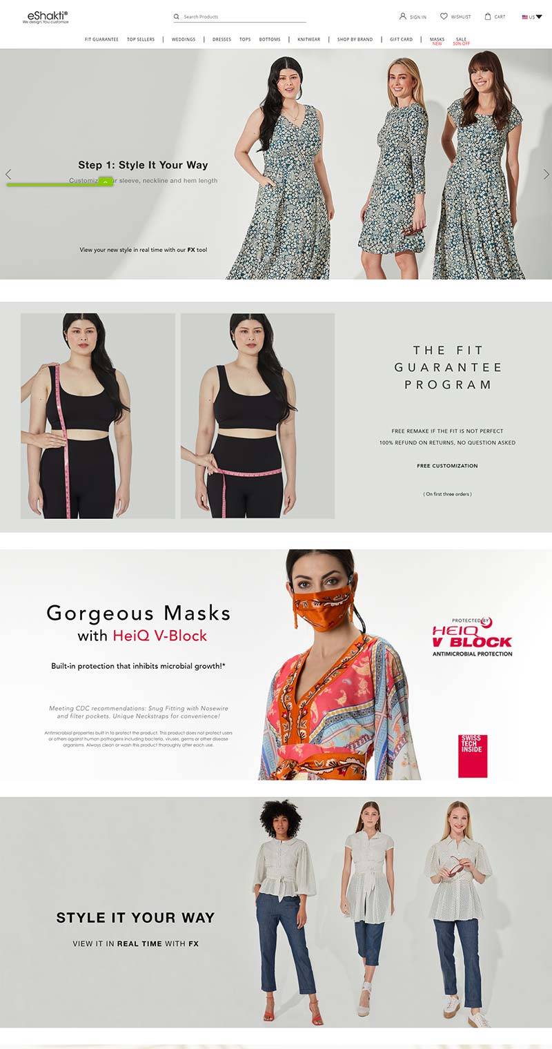 eShakti 美国时尚服饰品牌购物网站