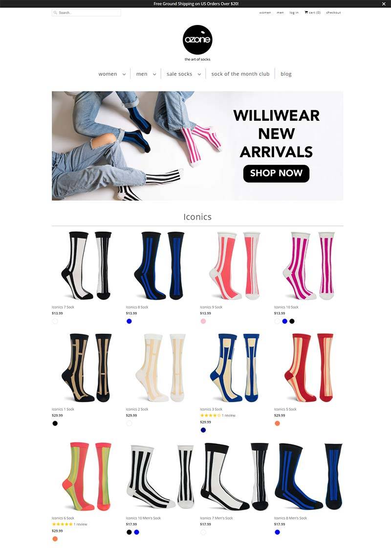 Ozone 美国时尚袜子品牌购物网站