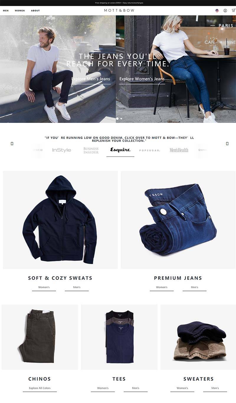 Mott & Bow 美国时尚牛仔服饰品牌购物网站