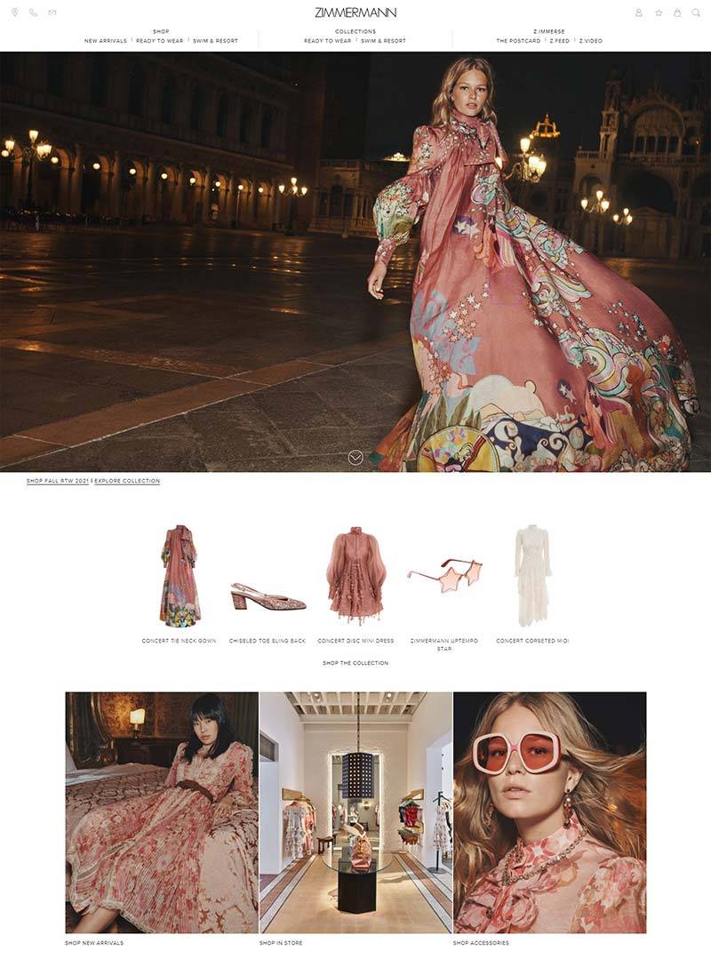 Zimmermann 澳大利亚知名女装品牌购物网站