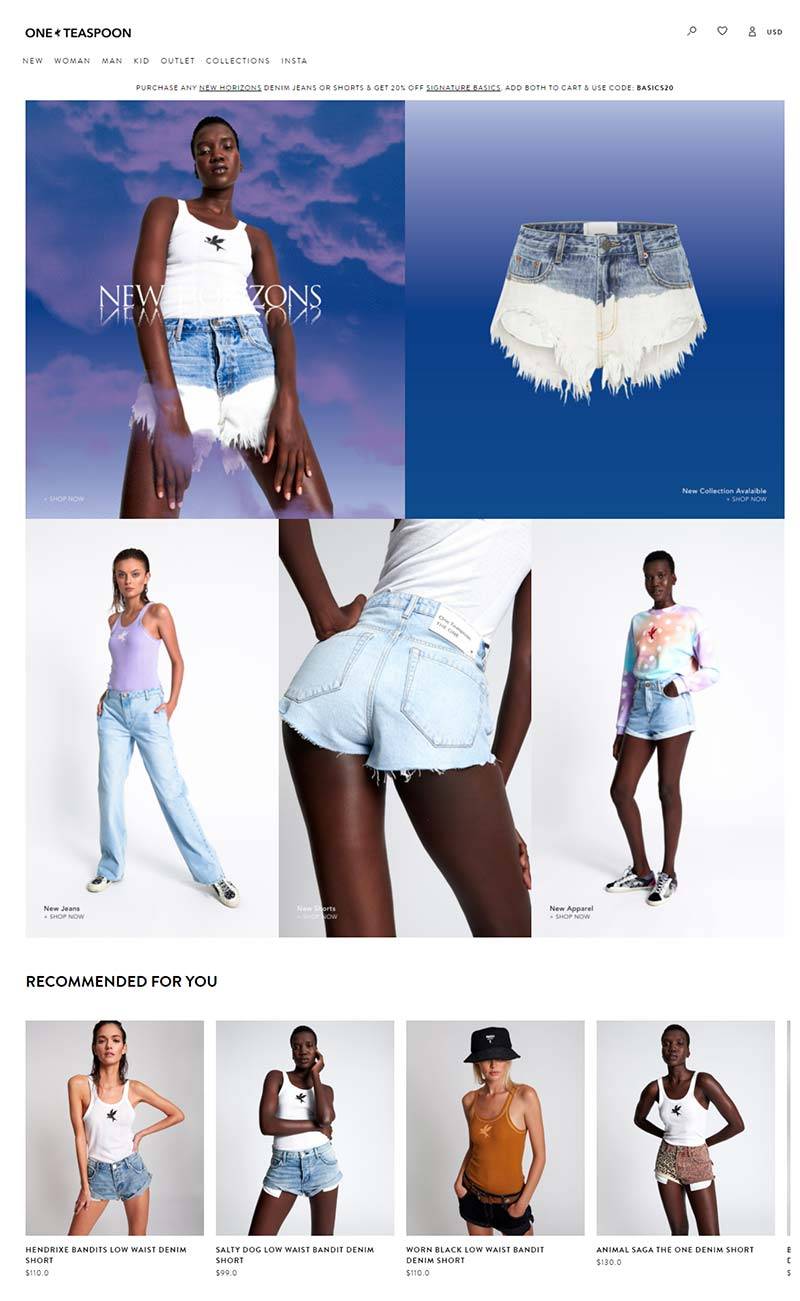 OneTeaspoon 澳大利亚牛仔服饰品牌购物网站