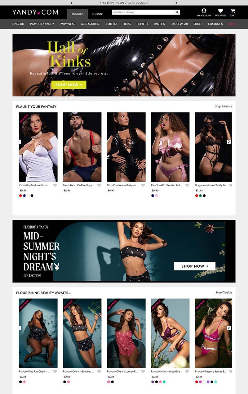 Yandy 美国性感内衣品牌购物网站