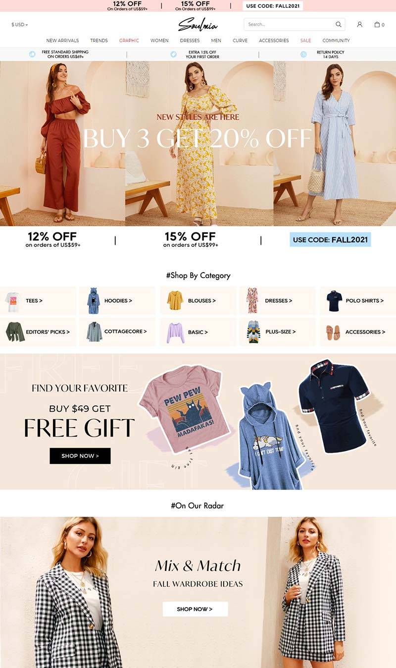 Soulmia 美国时尚服饰品牌购物网站