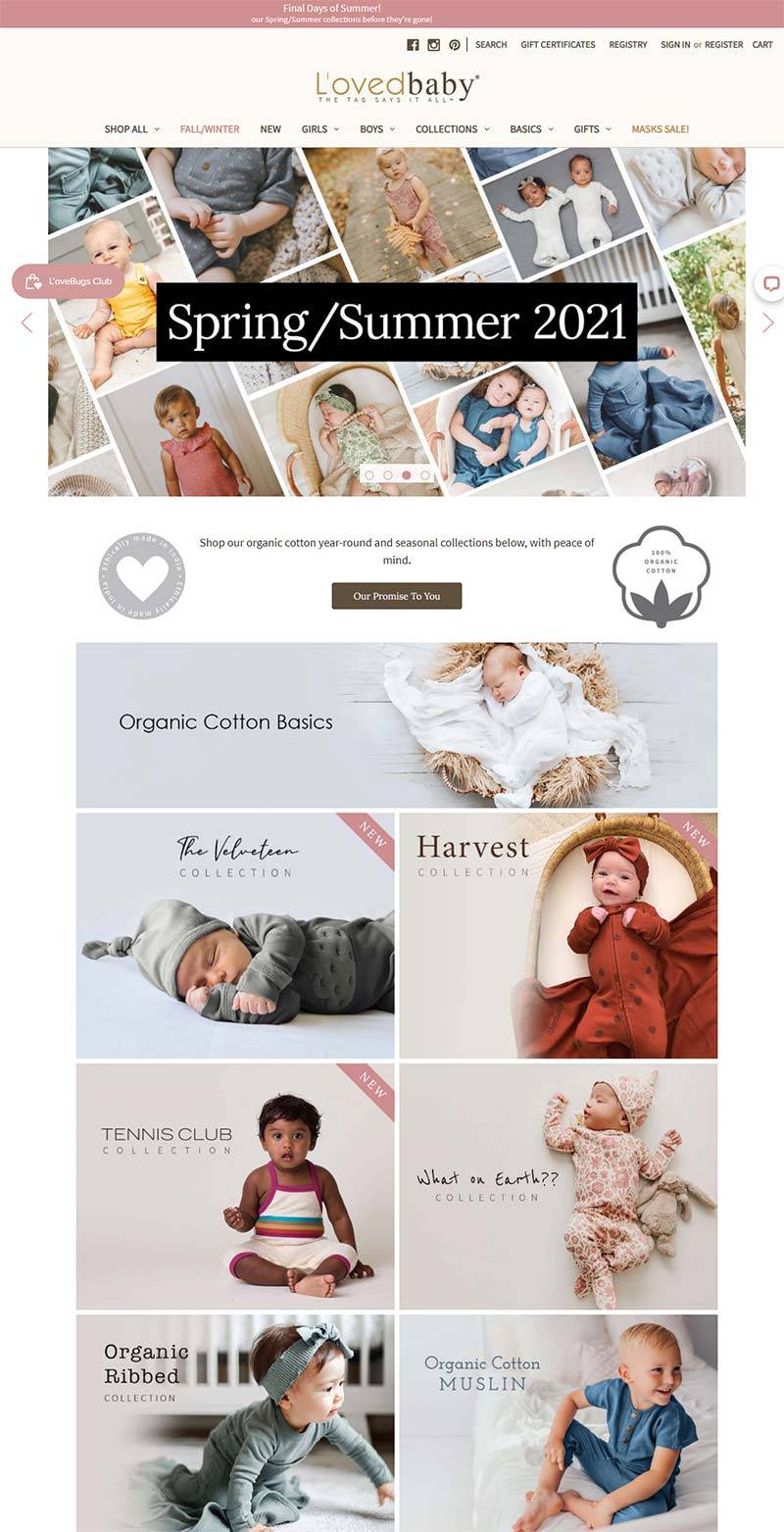 L'ovedbaby 美国婴儿有机棉服饰品牌购物网站