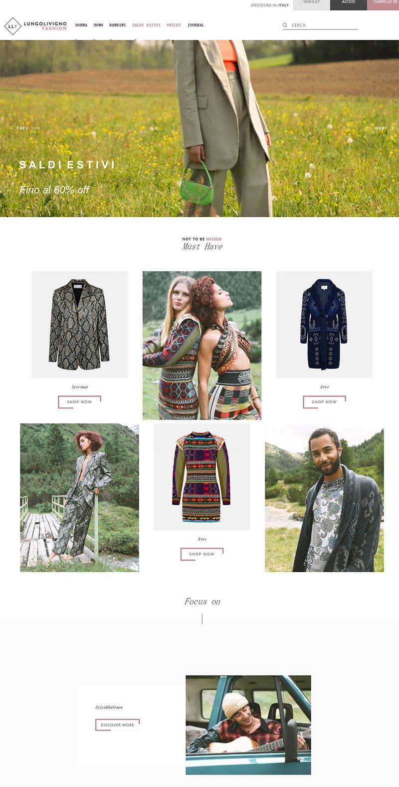 Lungolivigno Fashion 意大利高端时装品牌购物网站