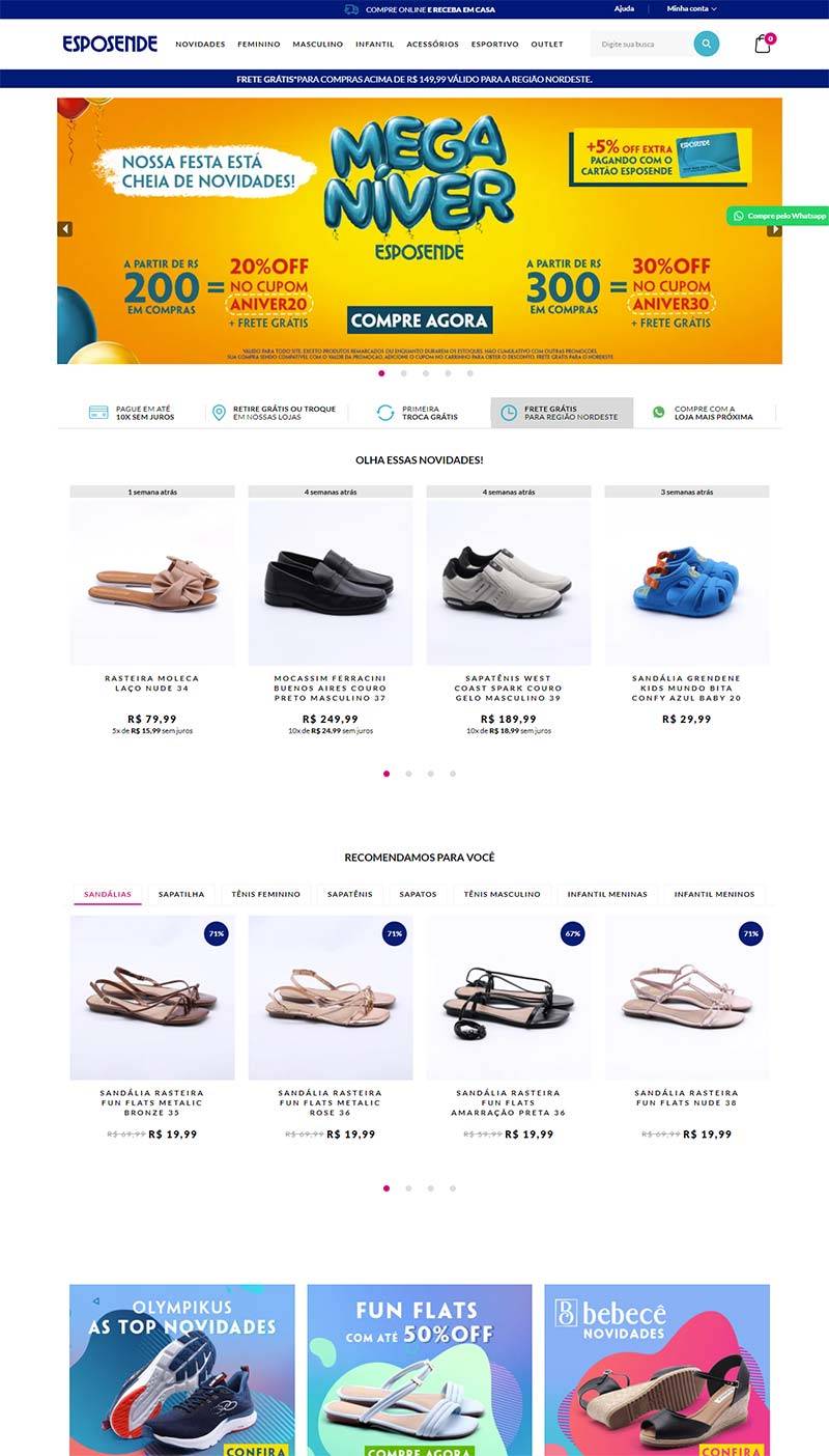 Esposende 巴西鞋履配饰品牌购物网站