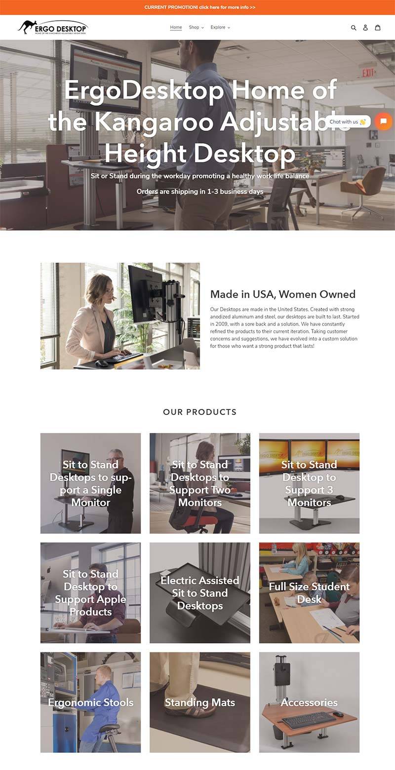 Ergo Desktop 美国站立式办公桌品牌购物网站