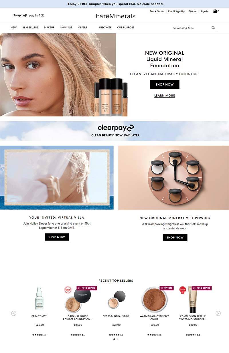 BareMinerals UK 美国矿物质彩妆品牌英国官网