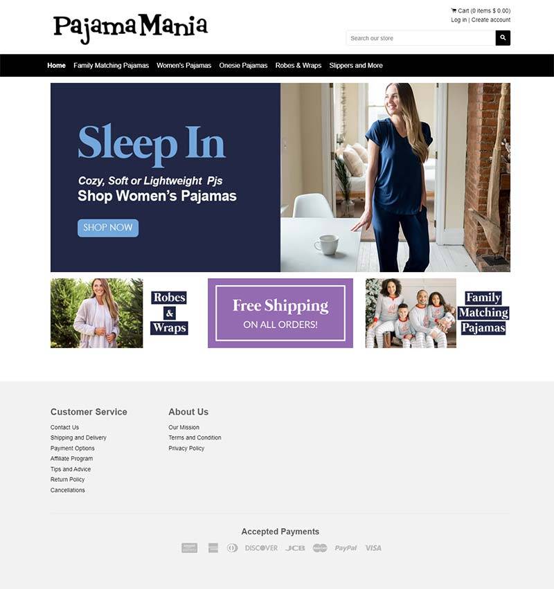 PajamaMania 美国睡衣服饰品牌购物网站