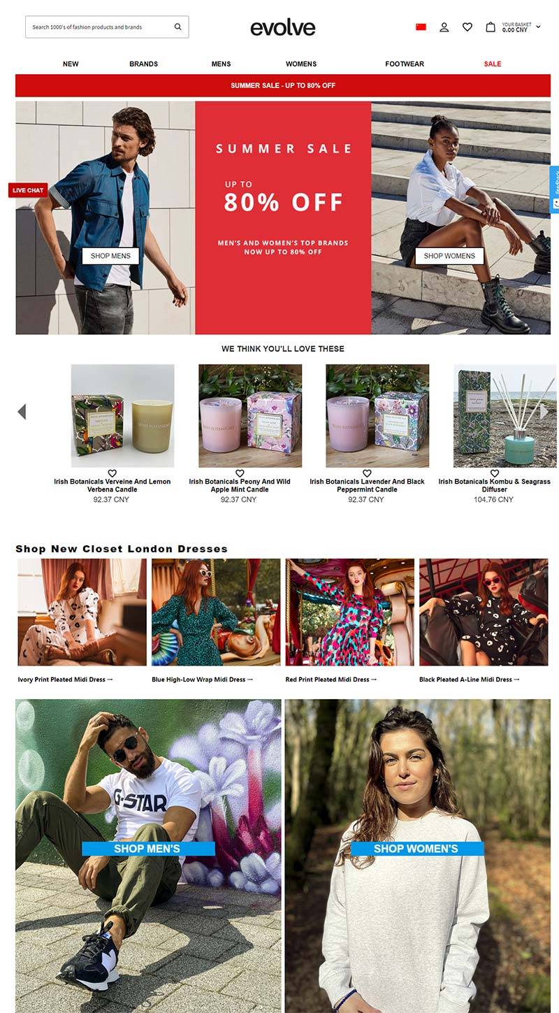 Evolve Clothing 美国时尚服饰品牌购物网站