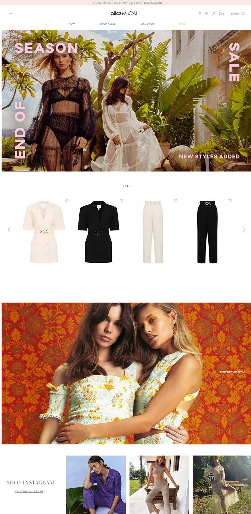 Alice McCALL 澳洲女性时装品牌购物网站