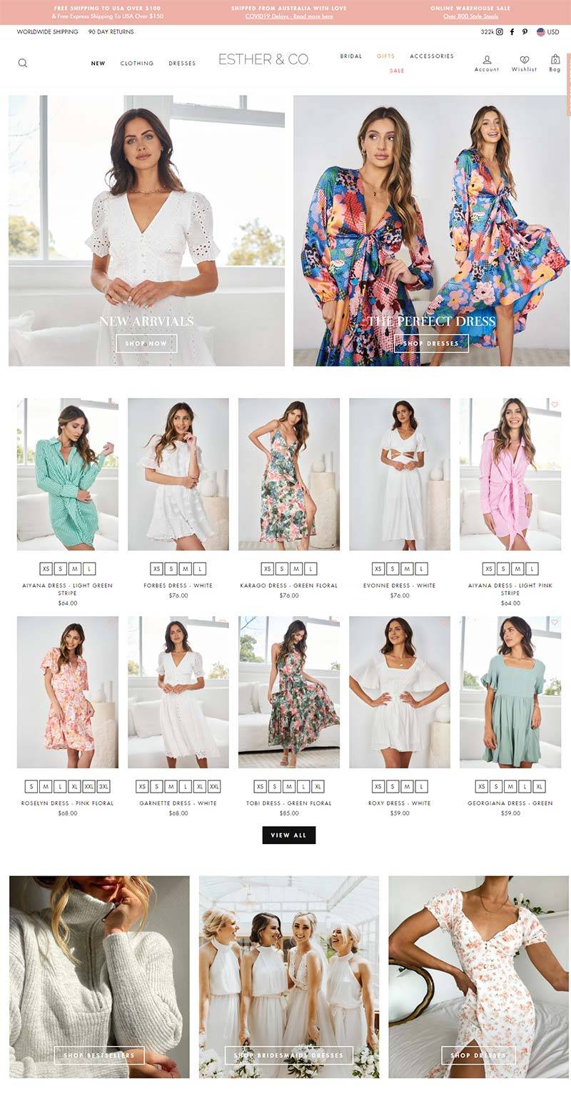 Esther & Co 美国时尚女装品牌购物网站