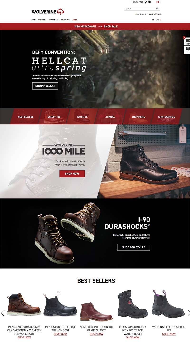 Wolverine CA 美国知名鞋履品牌加拿大官网