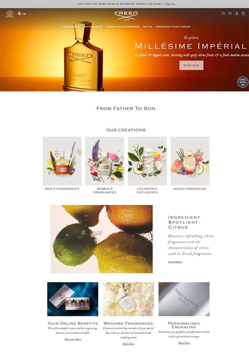 Creed 英国经典香水品牌购物网站