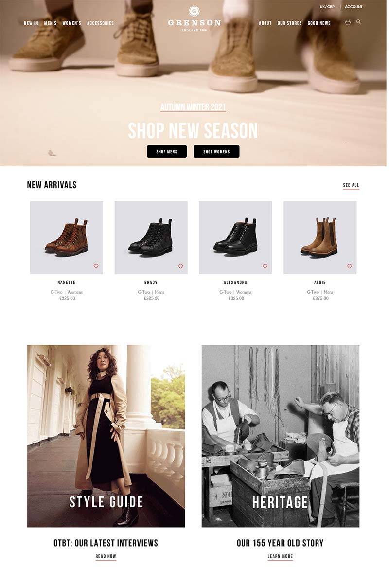 Grenson 英国百年制鞋品牌购物网站