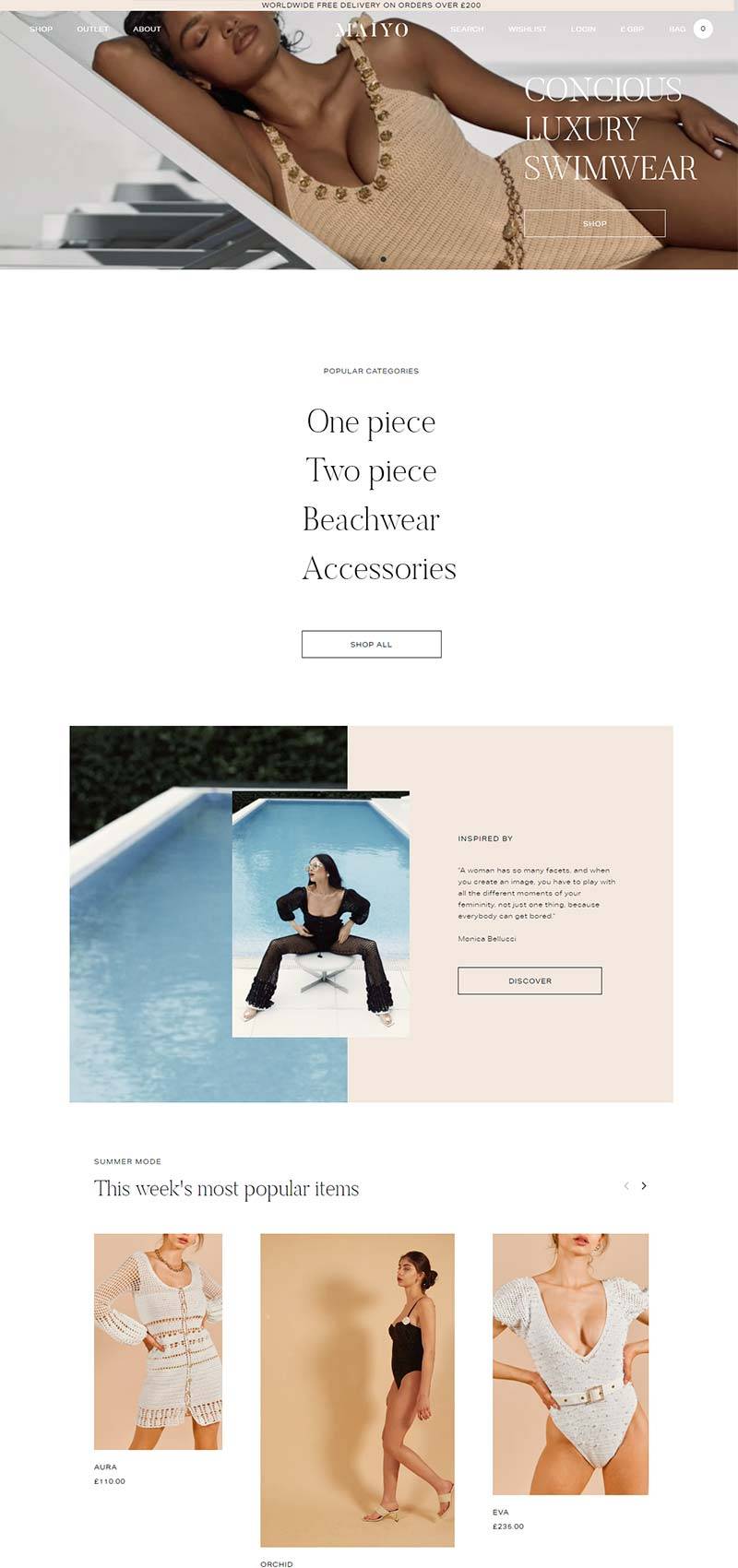 Maiyo 英国设计师泳装品牌购物网站
