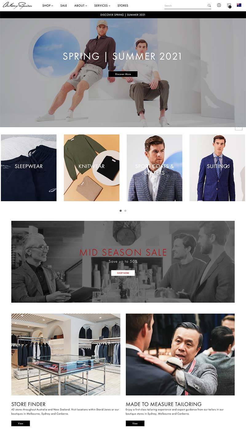 Anthony Squires 澳大利亚男性时装品牌购物网站