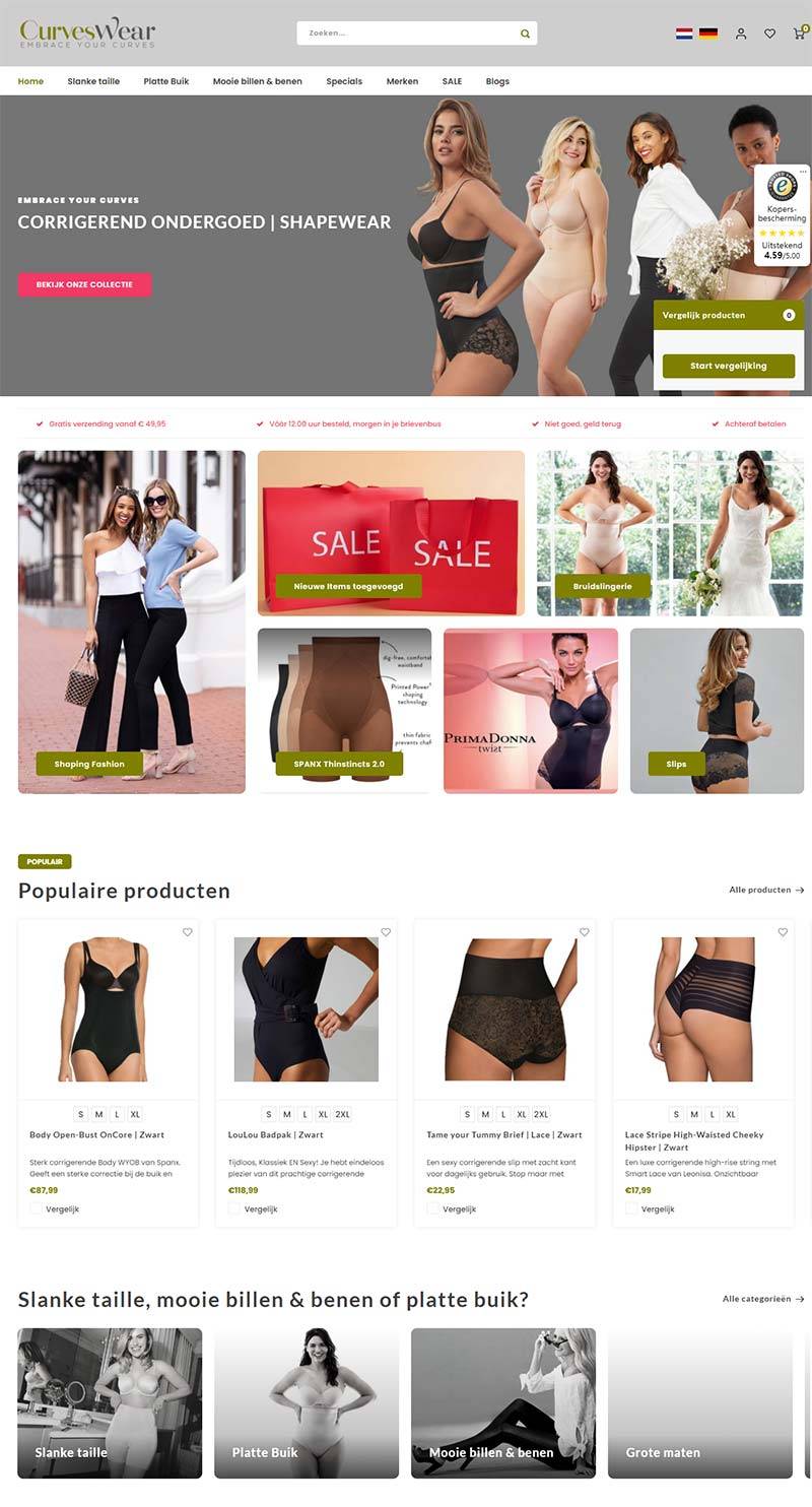 Curveswear 荷兰女性塑身衣品牌购物网站