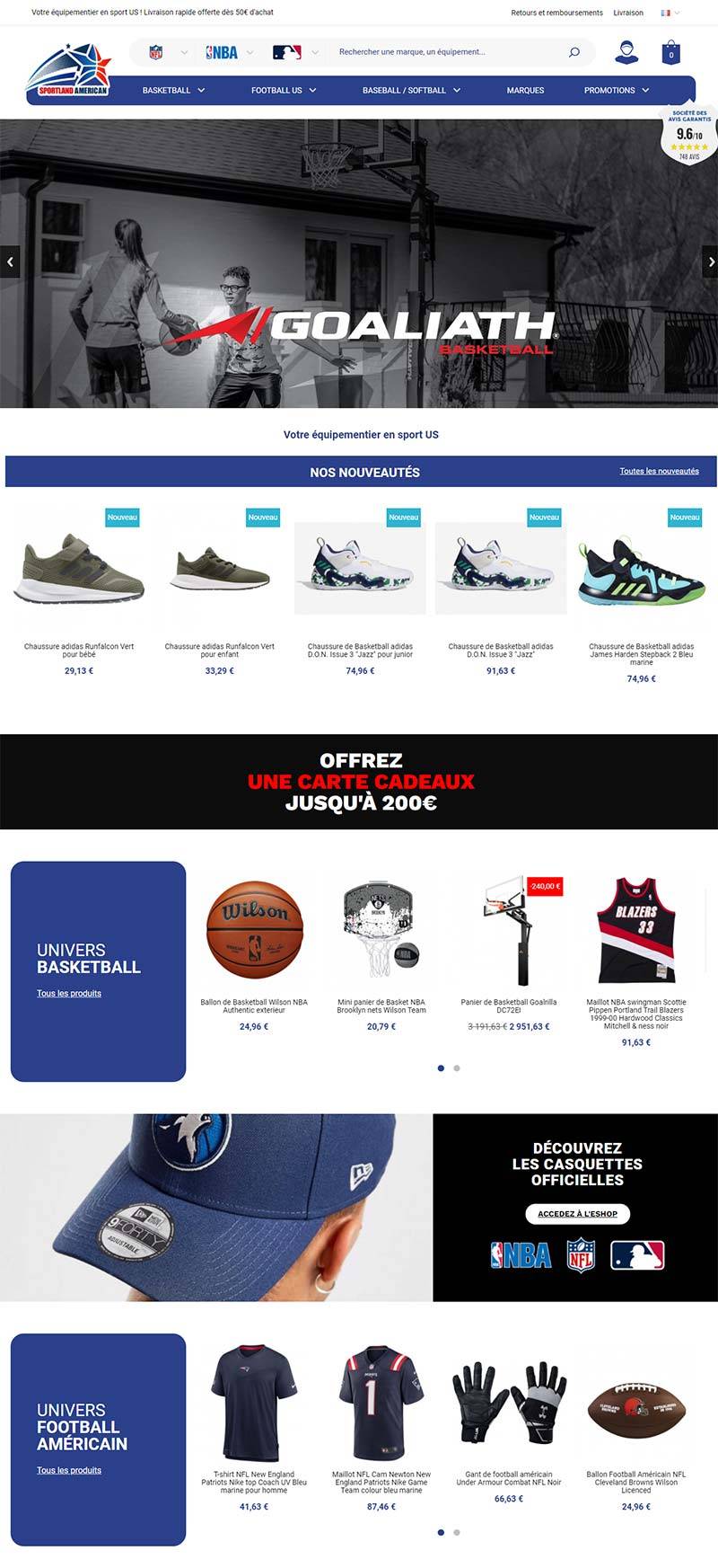 Sportland American 法国运动鞋服品牌购物网站